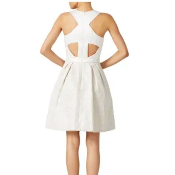 Theia Ivory and Gold Brocade Sleeveless Fit and Flare Cocktail Dress |14 - Picture 4 of 13